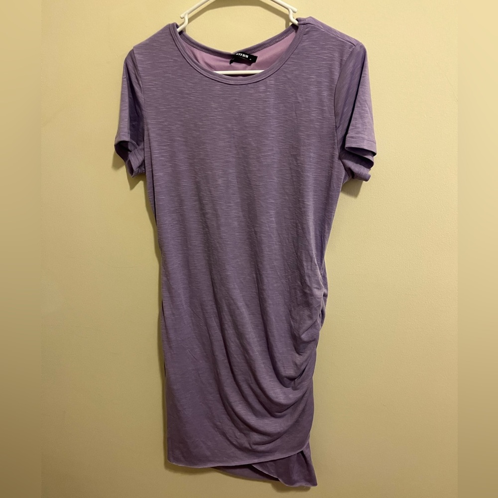 Purple mini roughed dress new with tags and double lined